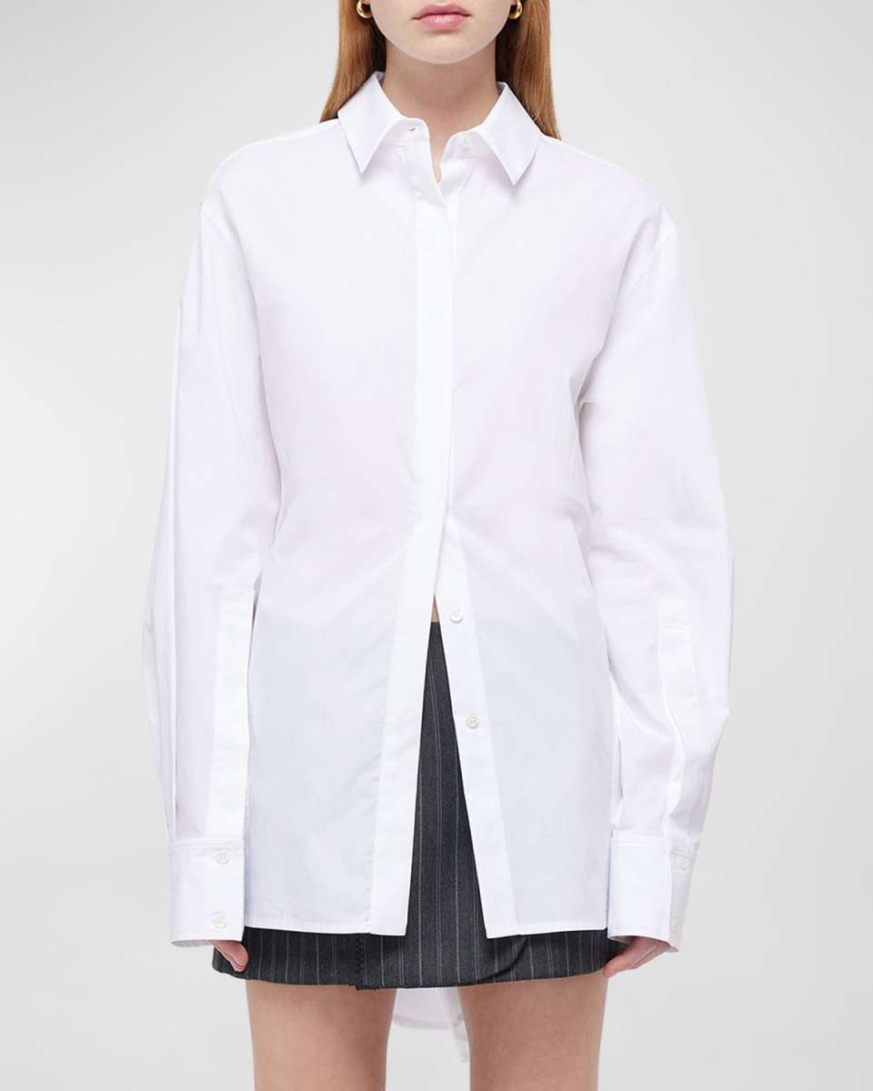 Alfansa Long-Sleeve Button-Front Cotton Shirt